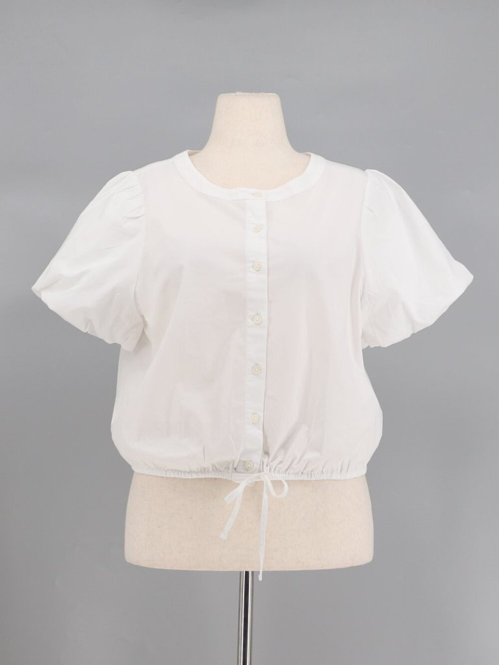 NWT J. CREW Puff-sleeve Tie-waist Top Blouse in White Size L